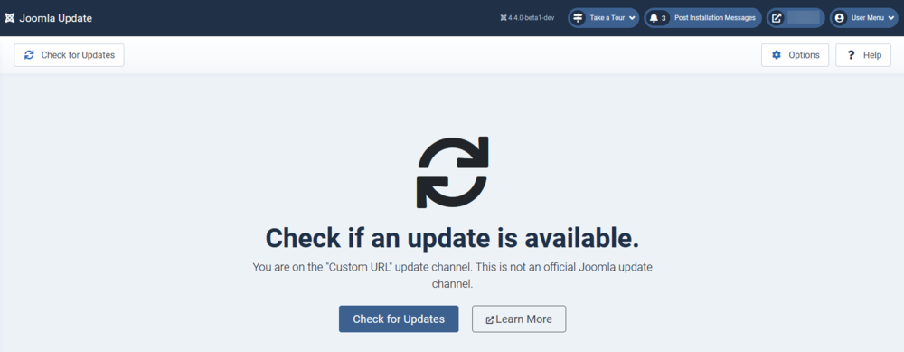 Joomla 更新选项按钮