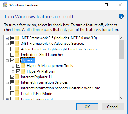 Enabling Hyper-V role