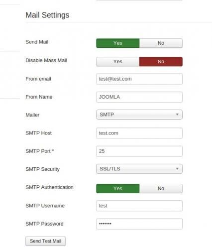 Joomla 邮件的 SMTP 配置设置